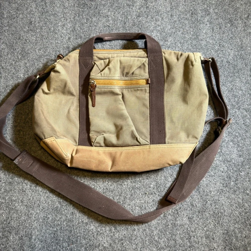 Property Of... Canvas Messenger Bag Unisex Olive Green Vintage Lightweight